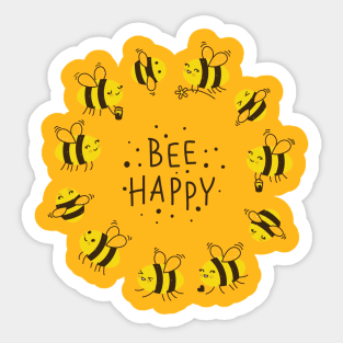 Bee Happy Honey Design Sticker